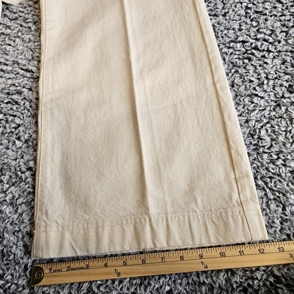 Massimo Dutti Cream Jeans US 6 High Rise Wide Flare Leg Full Length Button Fly - Picture 11 of 13
